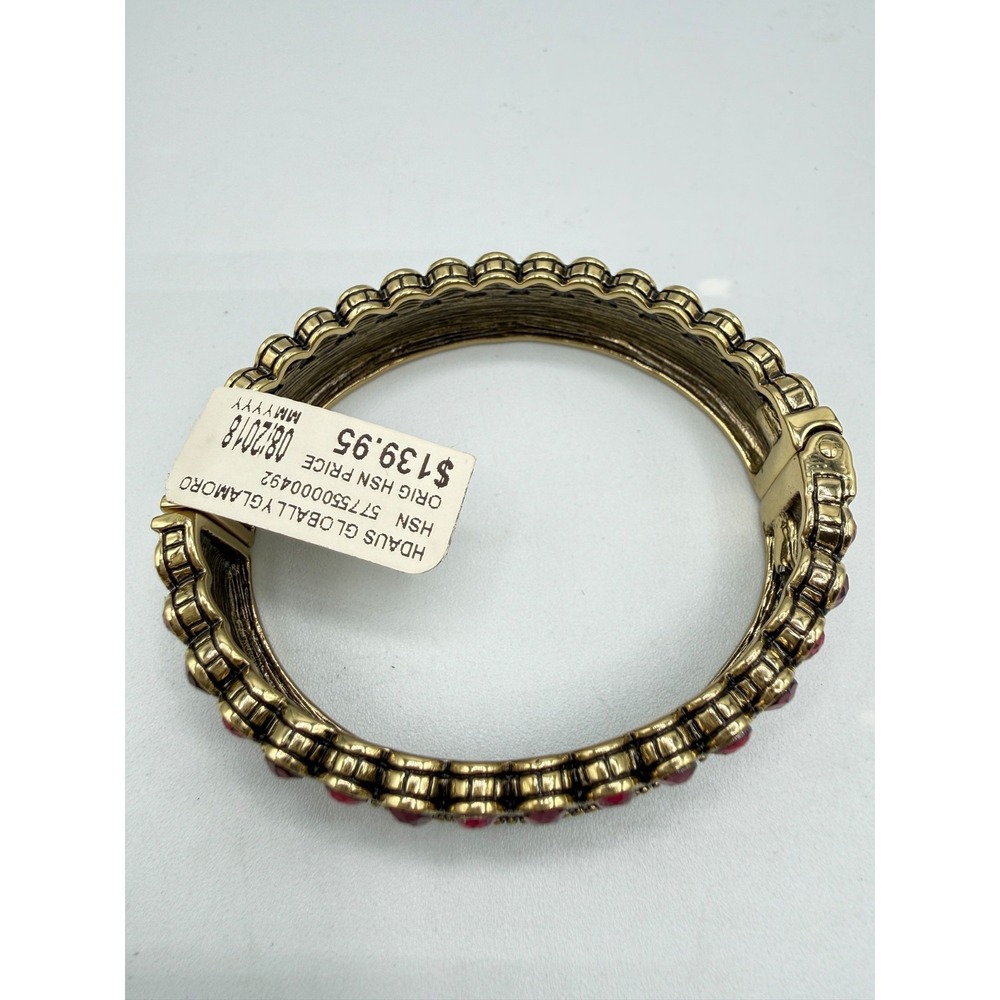 Heidi Daus Pink GLOBALLY GLAMOROUS Crystal Bracelet Spring Hinged Bangle RARE - Picture 5 of 10
